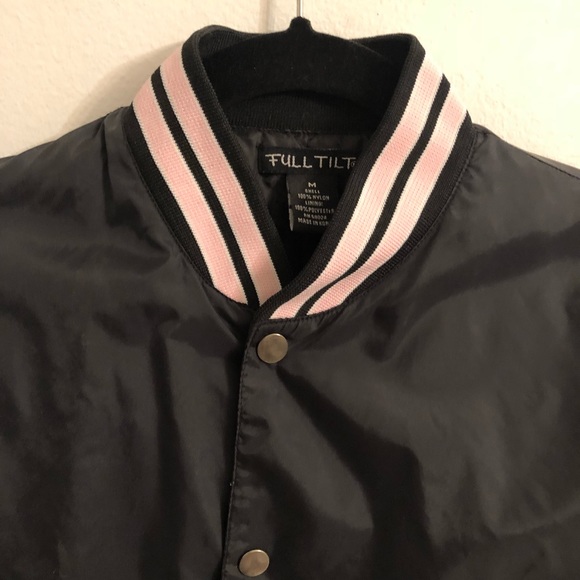 Full Tilt black pink trim bomber jacket size m - Picture 3 of 8